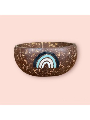 Ebru Sayer Art & Design El Boyaması Hindistan Cevizi Kase-Naturel Gökkuşağı
