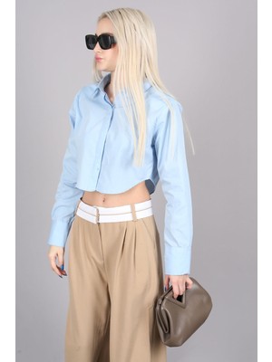 Madmext Mad Girls Mavi Kısa Gömlek MG1382