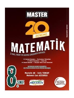 Okyanus Yayınları 8. Sınıf Matematik 20 Deneme Master Serisi Sınav Hazırlığı İçin