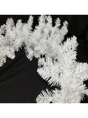 Kuzey Beyaz Garland Beyaz Çam Dalı 2.40 cm Uzunluk 25 cm Çap Noel Garland Yılbaşı Süsleri White Garland