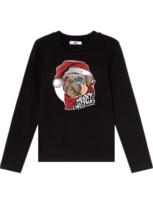 TakeTshirt Merry Christmass Pug Dog Yılbaşı Uzun Kol Çocuk Tişört New Year