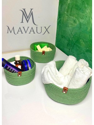 Mavaux Jüt Hasır Sepet Takımı ,el Dokuma, Çok Amaçlı Sepet, Banyo ve Mutfak Organizeri
