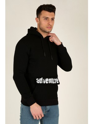 Terapi Men Erkek Kapüşonlu Uzun Kollu Kanguru Cepli Sweatshirt 21K-5200429-03 Siyah