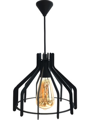 Hegza Lighting Nido - Siyah Tekli Sarkıt Retro Modern Avize, Salon, Mutfak, Antre, Hol Avize, Ledli, LED