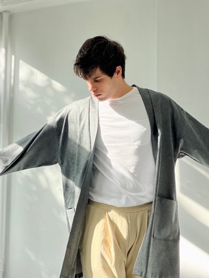 Retrobird Cepli Kışlık Hırka Kimono Unisex Gri