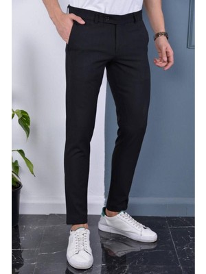 Bürke Erkek Siyah Renk Italyan Kesim Slimfit Kumaş Pantolon