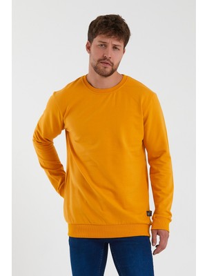 Terapi Men Erkek Hardal Bisiklet Yaka Basic Pamuklu Sweatshirt 9Y-5200177-004-1