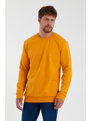 Terapi Men Erkek Hardal Bisiklet Yaka Basic Pamuklu Sweatshirt 9Y-5200177-004-1