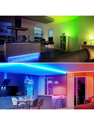 EvimLed Rgb Bluetooth Özellikli 3 Çip 3 Metre 5050 Smd Iç Mekan Slikonsuz Tak Çalıştır Set