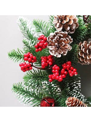 ZHKJ Shop 50CM SYWA39 Noel Dekorasyon Çelenk Pe Beyaz Çam Meyvesi Noel Çelenk (Yurt Dışından)