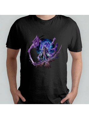 Pixxa Genshin Impact - Raiden %100 Pamuklu Bisiklet Yaka T-Shirt Model - 1