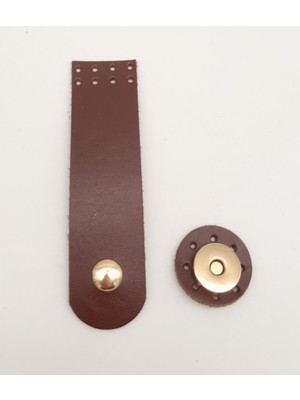 Angel Çanta Aksesuar 11X3 cm Kızıl Kahve Gerçek Deri Düz Çanta Kapağı Light Gold Metalli