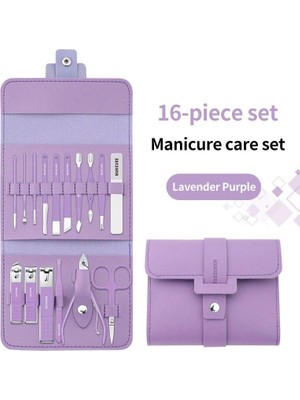 Zigver Paslanmaz Çelik 16-Pc Tırnak Makası Seti Manikür Pedikür Tırnak Eti Çıkarıcı Tırnak Törpüsü Tırnak Makası Manikür Makası Kitleri Mor