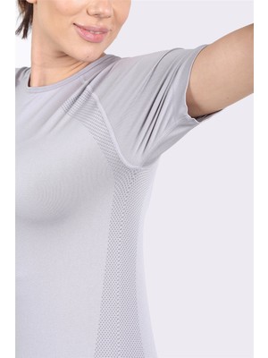 Manila Armour Seamless Sporcu Kısa Kollu T-Shirt Gri