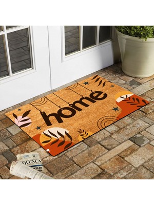 Esnature Home Bohem Temalı Dağ ve Yaprak Desenli Kapı Önü Paspası 45X70 cm