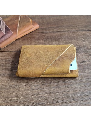 Sumerian Wallet Minimalist Crazy Deri Cat Sarısı (Anahtarlık Hediye)