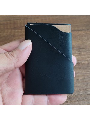 Sumerian Wallet Minimalist Crazy Deri Siyah Kartlık (Anahtarlık Hediye)