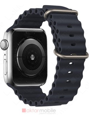 AktarMobile Apple Watch 8 41 mm Uyumlu Silikon Kordon Ocean Kordon Silindirik Kayış