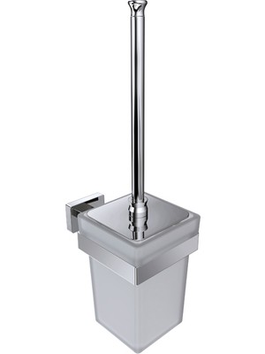 Line Bathroom Tuvalet Fırçalık Buzlu Cam Krom