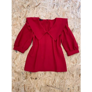 Küçüğüm Butik Yakalı Kırmızı Krep Bluz