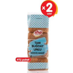 Tam Buğday Unlu Sandviç Ekmeği 400 gr (2 Adet)
