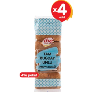 Tam Buğday Unlu Sandviç Ekmeği 400 gr (4 Adet)