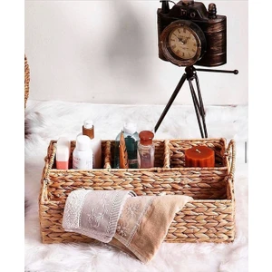 Emek Sanatı Hasır Düzenleyici Sepet 4 Bölmeli