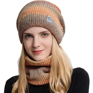 Lucky Power  Kışlık Kadın Kasketleri Snood Setleri Degrade Renkli Örme Şapka Isıtıcı (Yurt Dışından)