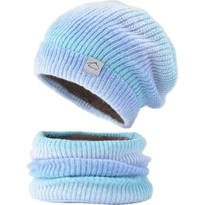 Lucky Power  Kışlık Kadın Kasketleri Snood Setleri Degrade Renkli Örme Şapka Isıtıcı (Yurt Dışından)