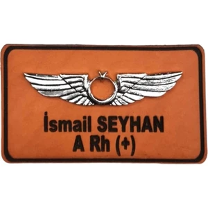 Seyhan Askeri Malzeme Deri Metal Rozetli Pilot Isimliği Tulum Isimlik - Deri Isimlik - Pilot Isimlik