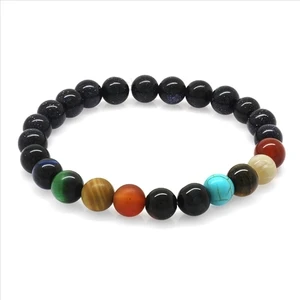 Küre Kesim Çoklu Doğaltaş Yıldız-Gezegen Kombinli Erkek Şans Bilekliği