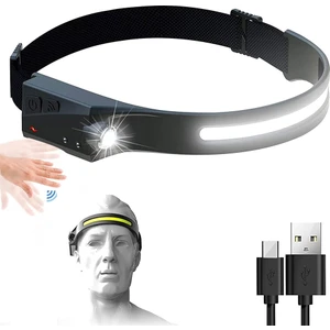 Lucky Power Dahili Pil El Feneri ile Indüksiyon Far Cob LED Kafa Lambası 5 Aydınlatma Modu Kafa Işığı (Yurt Dışından)