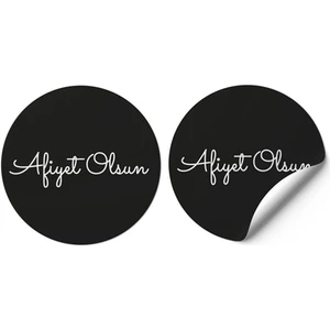 Kuşe Sticker (4X4CM) 70 Adet - Afiyet Olsun- Siyah Zemin