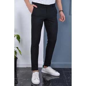 Erkek Siyah Renk Italyan Kesim Slimfit Kumaş Pantolon