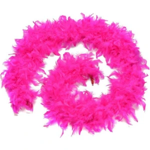 Fuşya Renk Kabarık Tüylü Otriş Boa Gerçek Tüy Dekorasyon 180 cm (Clz)