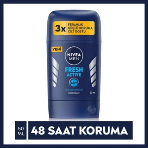 Men Erkek Stick Deodorant Fresh Active 50 ml Ter ve Ter Kokusuna Karşı 48 Saat Deodorant Koruması