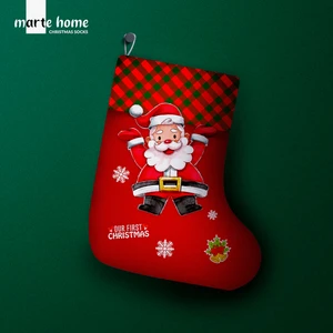 Marte Home Yılbaşı & Christmas Desenli Dekoratif Hediye Kesesi Noel Çorabı