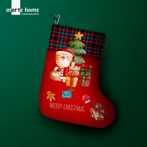 Marte Home Yılbaşı & Christmas Desenli Dekoratif Hediye Kesesi Noel Çorabı