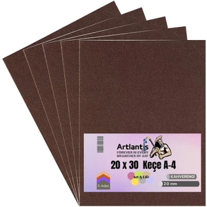 Kahverengi Keçe A4 2 mm 20X30 cm 5 Li 1 Paket Okul Kreş Etkinlik