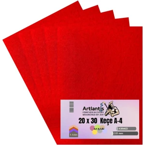 Kırmızı Keçe A4 2 mm 20X30 cm 5 Li 1 Paket Okul Kreş Etkinlik