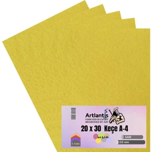 Sarı Keçe A4 2 mm 20X30 cm 5 Li 1 Paket Okul Kreş Etkinlik