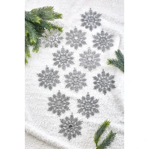 Yılbaşı Çam Ağacı Süsü Simli Kar tanesi 12li