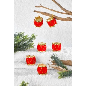 Yılbaşı Çam Ağacı 6lı Kadife Davul Süs 4cm