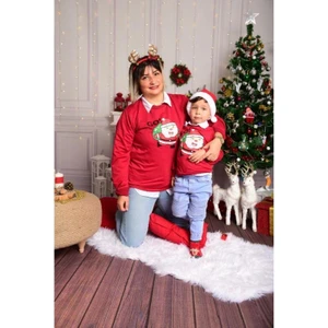 Noel Baba Baskılı Yılbaşı Aile Kombin Sweat