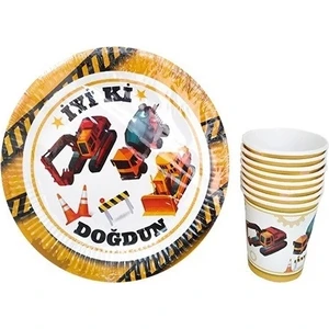 Çıtı Pıtı Store 8 Li Inşaat Temalı Tabak Bardak Set