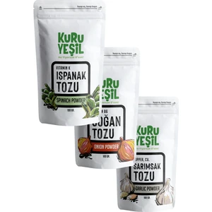 Kuru Yeşil Kuru Sebze Tozu Paketi - Ispanak  -  Sarımsak Tozu -  Soğan Tozu  - Vegetables Powder - 300 gr