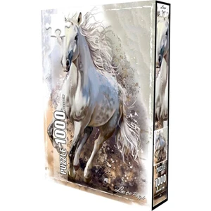 Beyaz At 1000 Parçalık Puzzle - Puzzle Yapıştırıcı Hediye