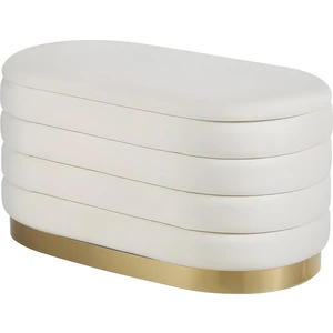 Gazzini Furniture Lungo Long Line Cream Luxery Puf Gold Kaplama Dekoratif Puf Koltuk