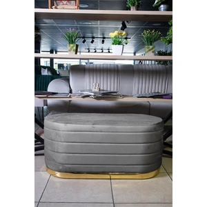 Gazzini Furniture Lungo Long Line Gri Luxery Puf Gold Kaplama Dekoratif Puf Koltuk