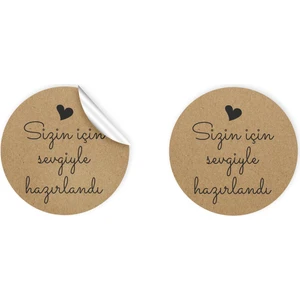 Anka Design Kuşe Sticker (4X4CM) 36 Adet - Sizin Için Sevgiyle Hazırlandı -